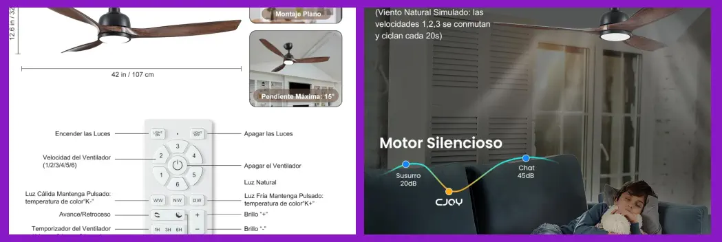 Funcionamiento Ventilador de Techo con Luz Regulable