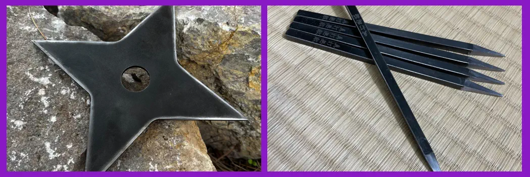 Hira-shuriken (estrella) y Bō-shuriken (aguja)