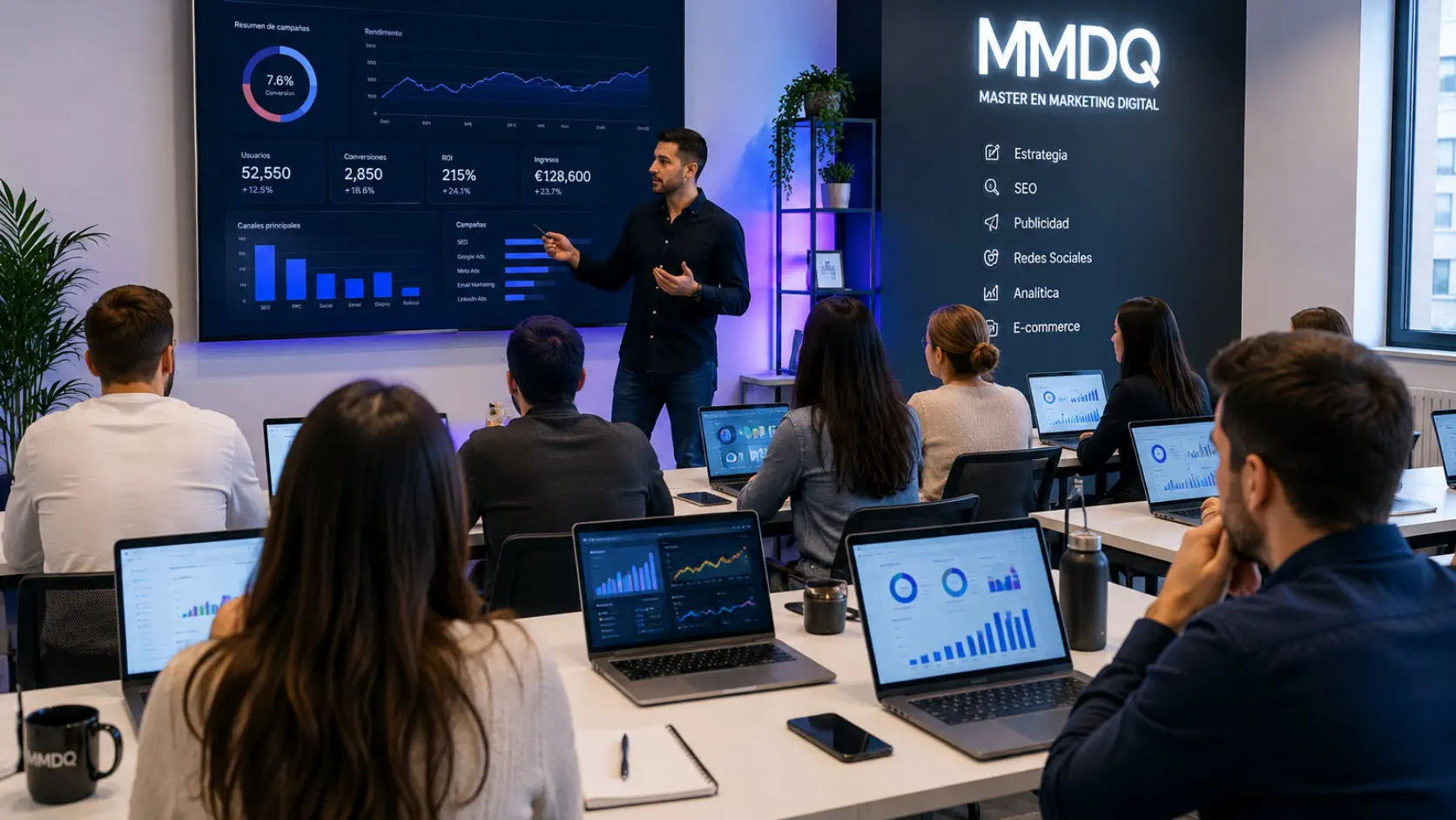 Aula de formación en marketing digital en España