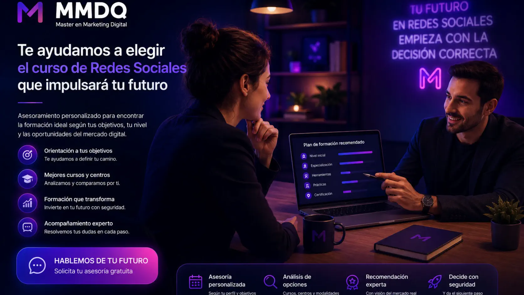 Consultoría para elegir cursos de redes sociales y mejorar la estrategia digital