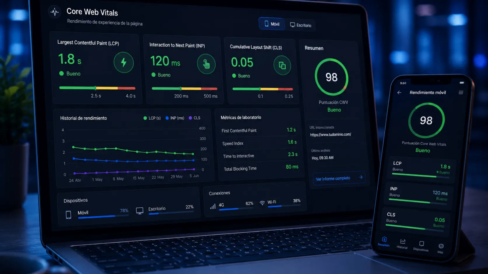 Optimización Core Web Vitals y velocidad web para SEO técnico