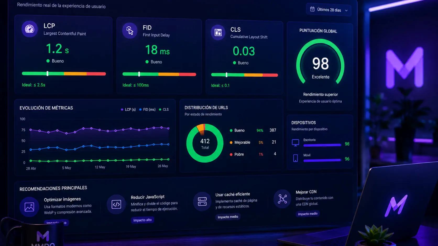 Core Web Vitals para mejorar rendimiento web