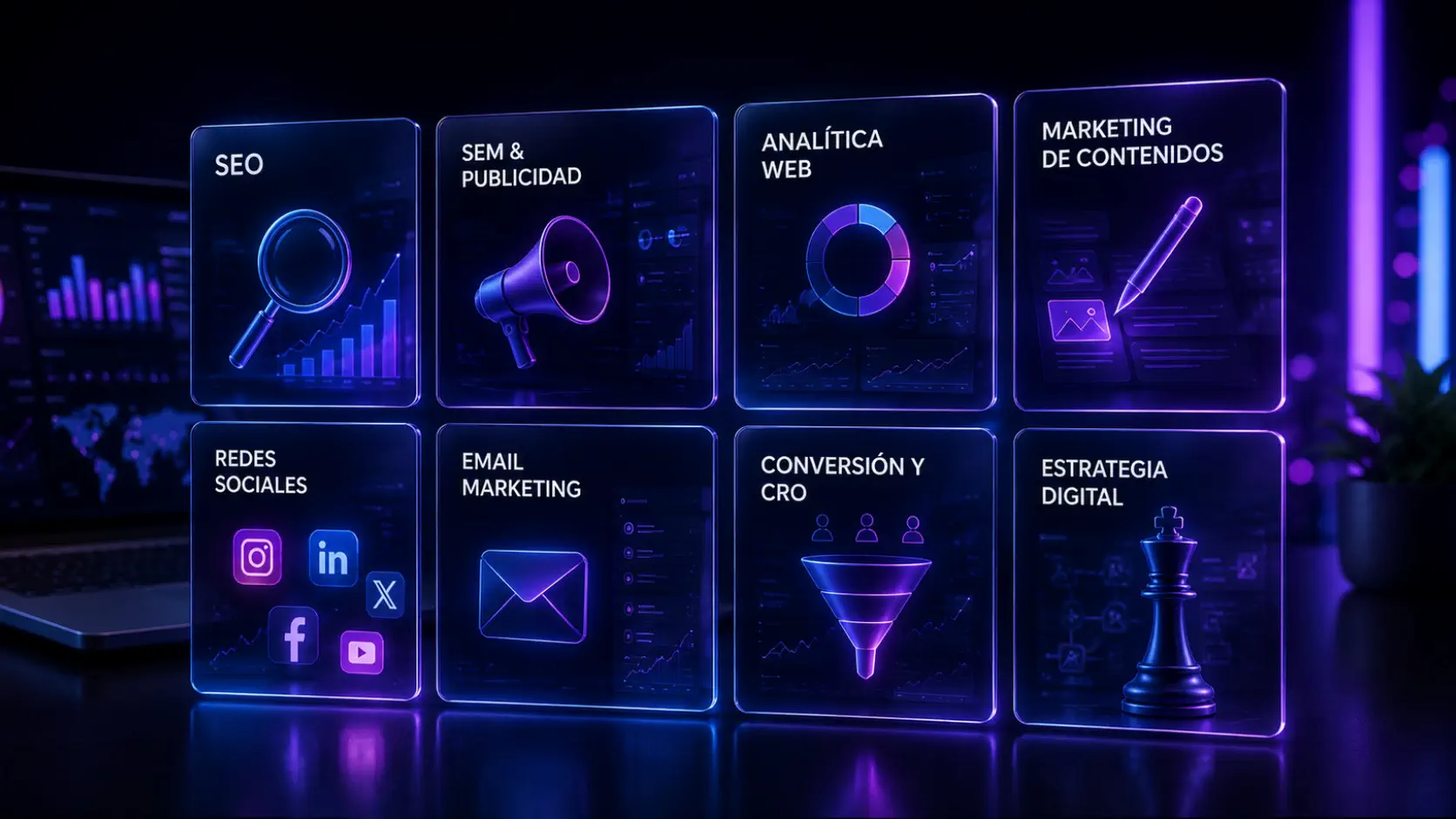 Cursos de marketing digital organizados por áreas
