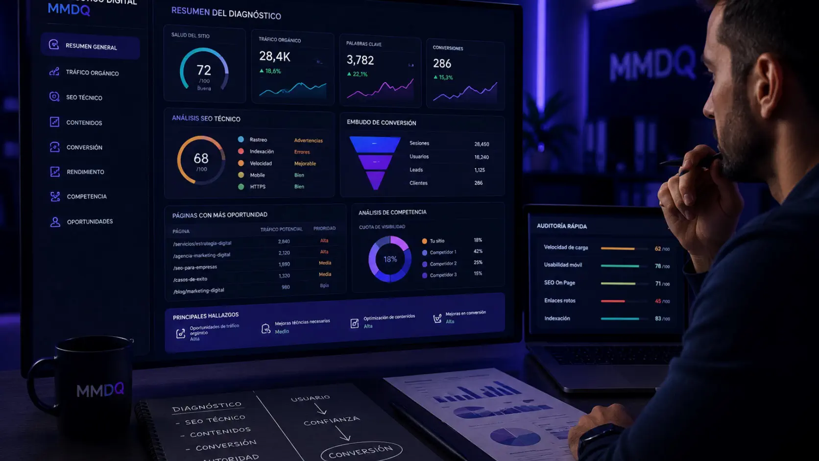 Diagnóstico digital de web SEO tráfico y conversión