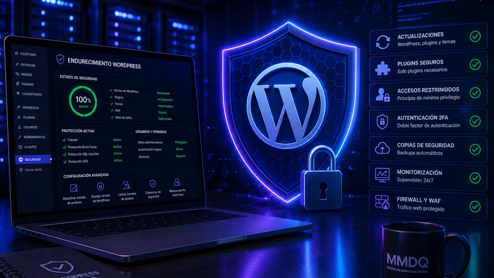 Hardening WordPress actualizaciones plugins y protección web