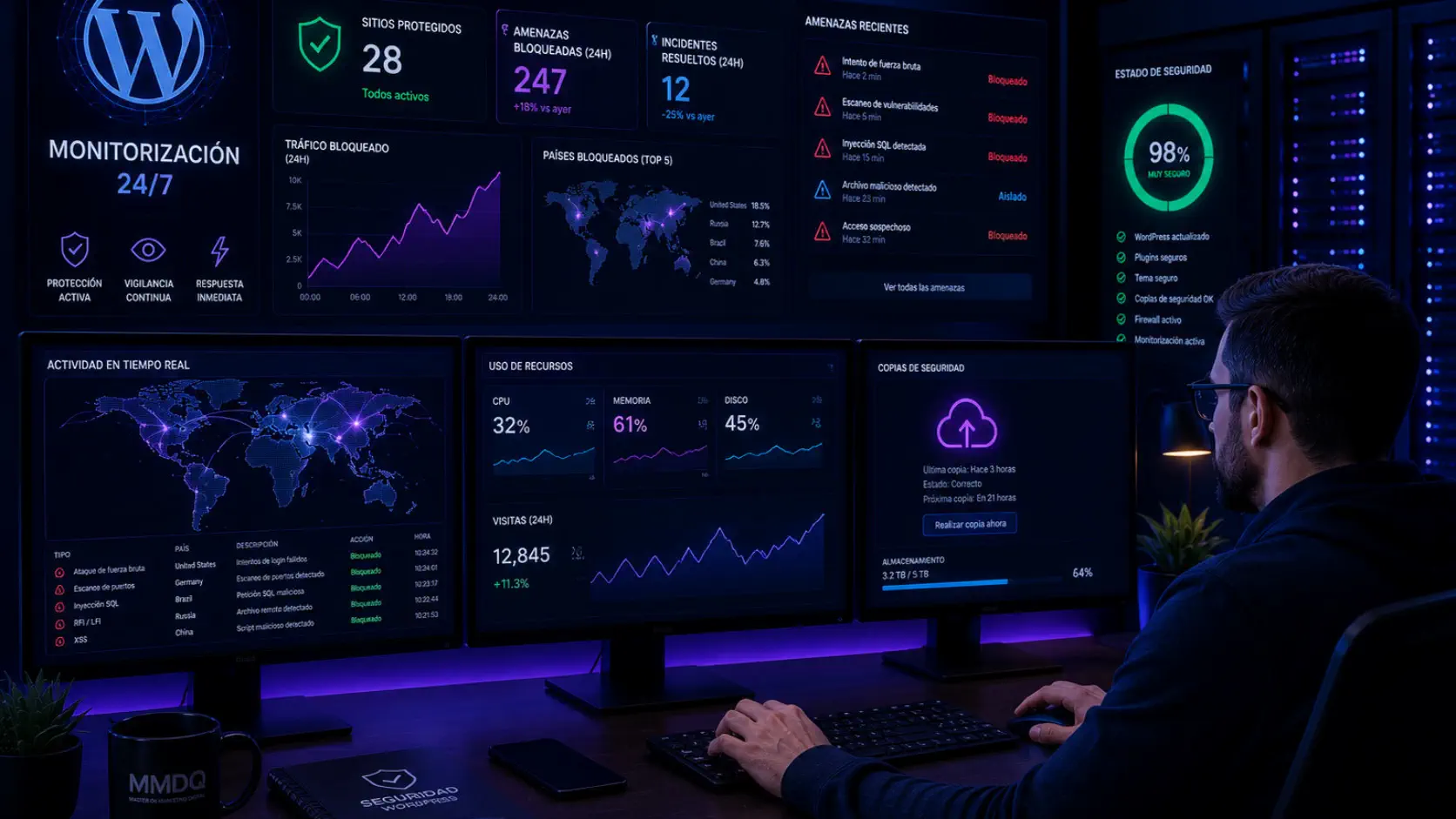 Monitorización de seguridad WordPress y control de incidencias
