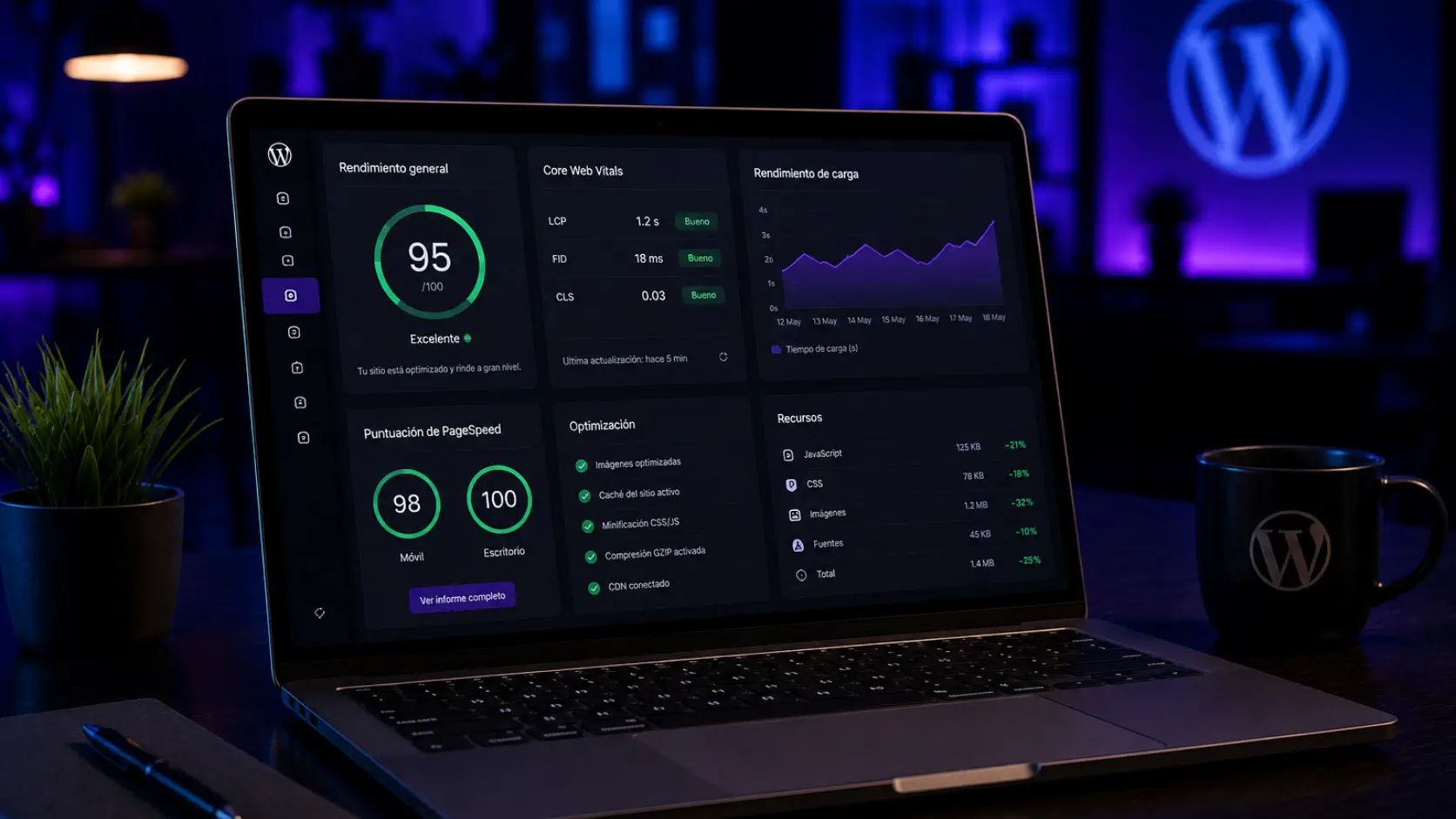 Optimización de rendimiento en mantenimiento WordPress