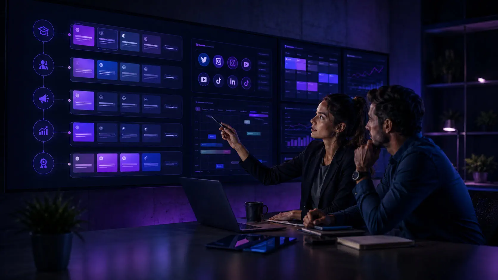 Temario de cursos de redes sociales con contenidos de estrategia y publicación